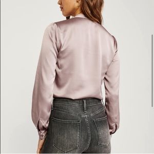 New Abercrombie Long-Sleeve Satin Bodysuit